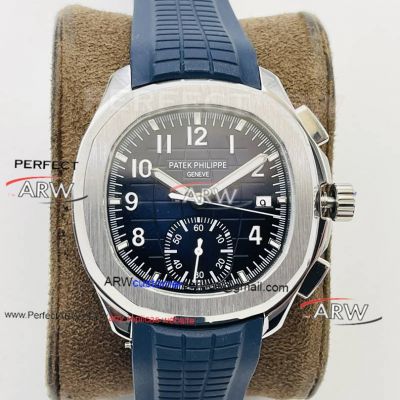 PPF Patek Philippe Aquanaut Chronograph 5968 Blue Dial Rubber Strap Replica Watch